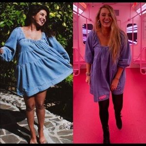 American Eagle Tiered Jean denim Square neck Dress